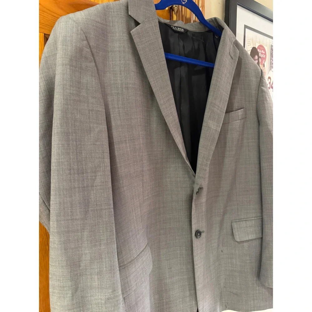 Jos.‎ A. Bank Mens Blazer Jacket Light Gray Wool Tailored Fit 2-Button 46R